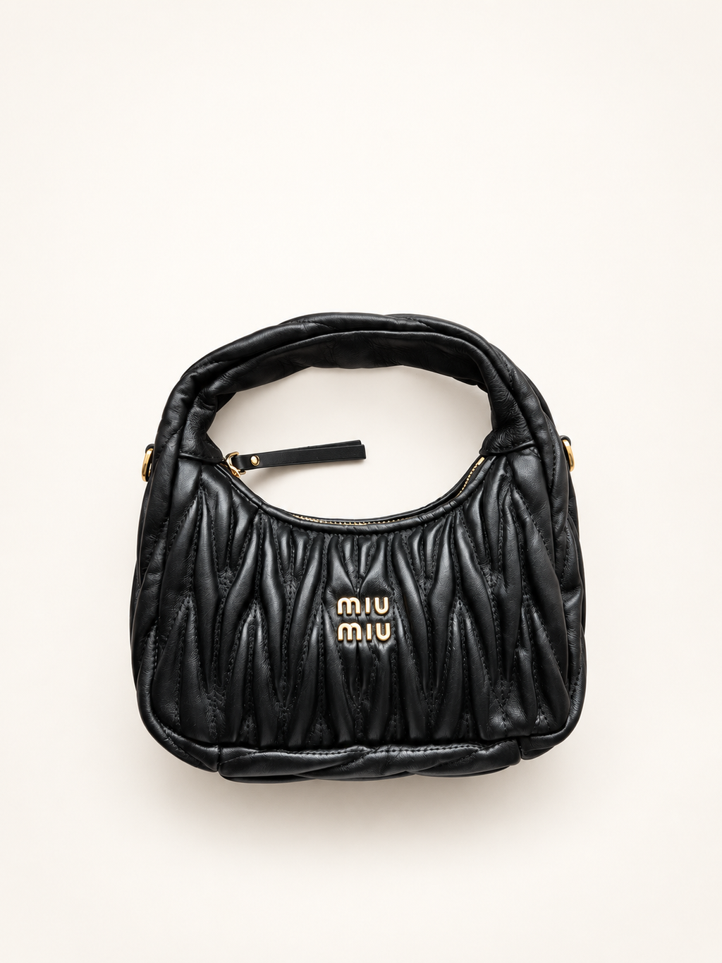 Miu Miu Matelassé Zipped black – front view