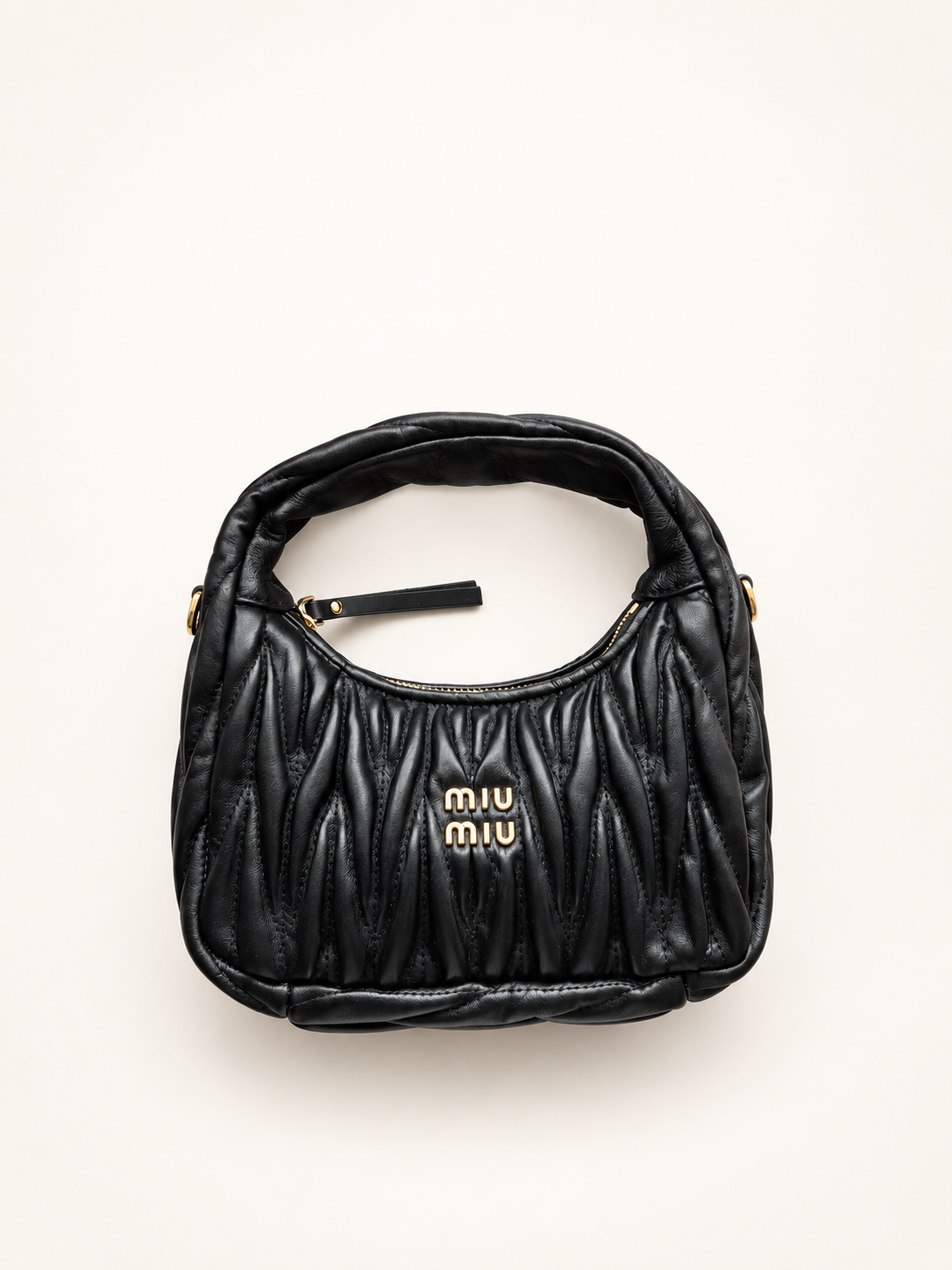 Miu Miu Matelassé Zipped black – front view
