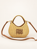 Miu Miu woven logo hobo bag natural – front view
