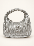 Miu Miu Matelassé Zipped silver – front view