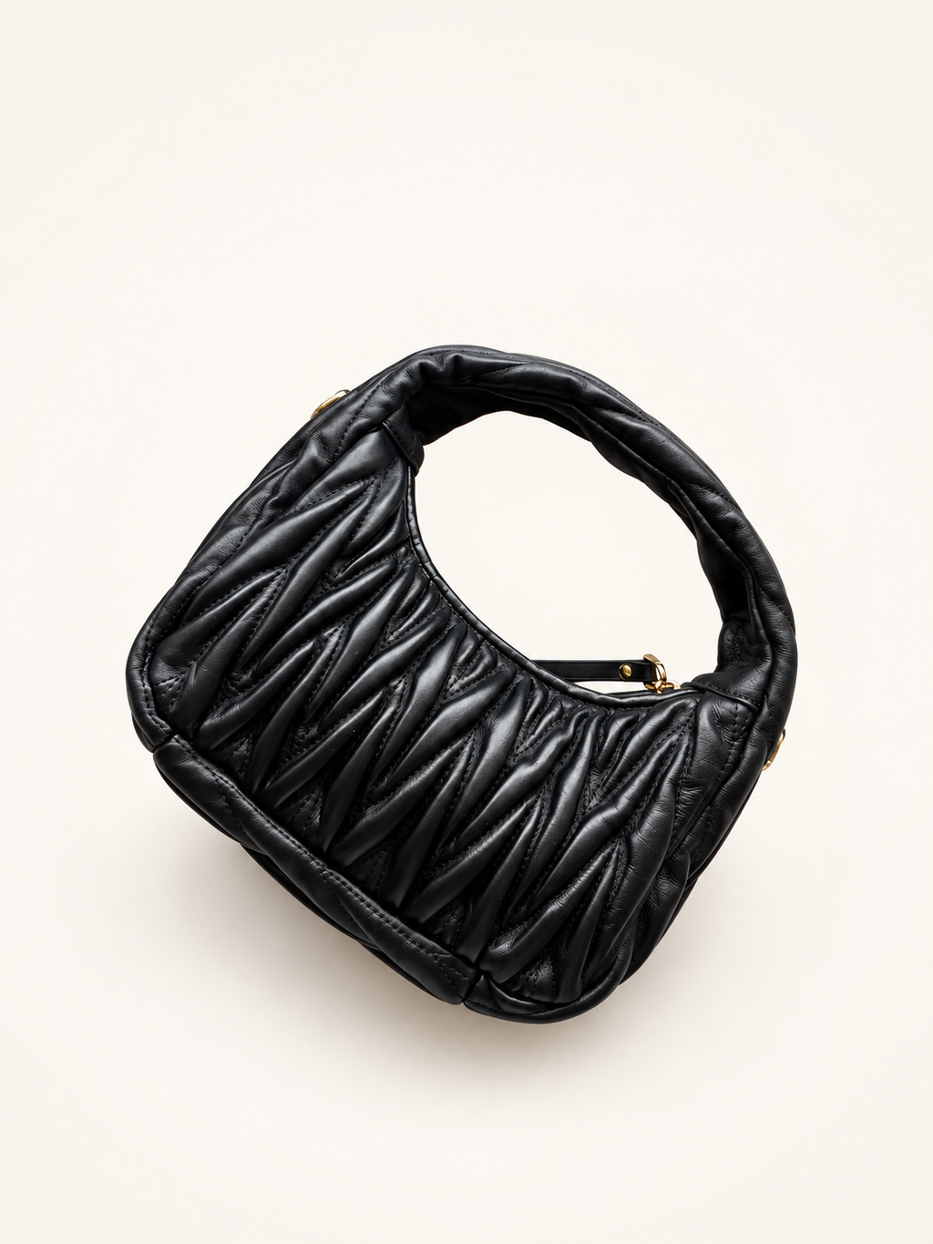 Miu Miu Matelassé Zipped black – back view