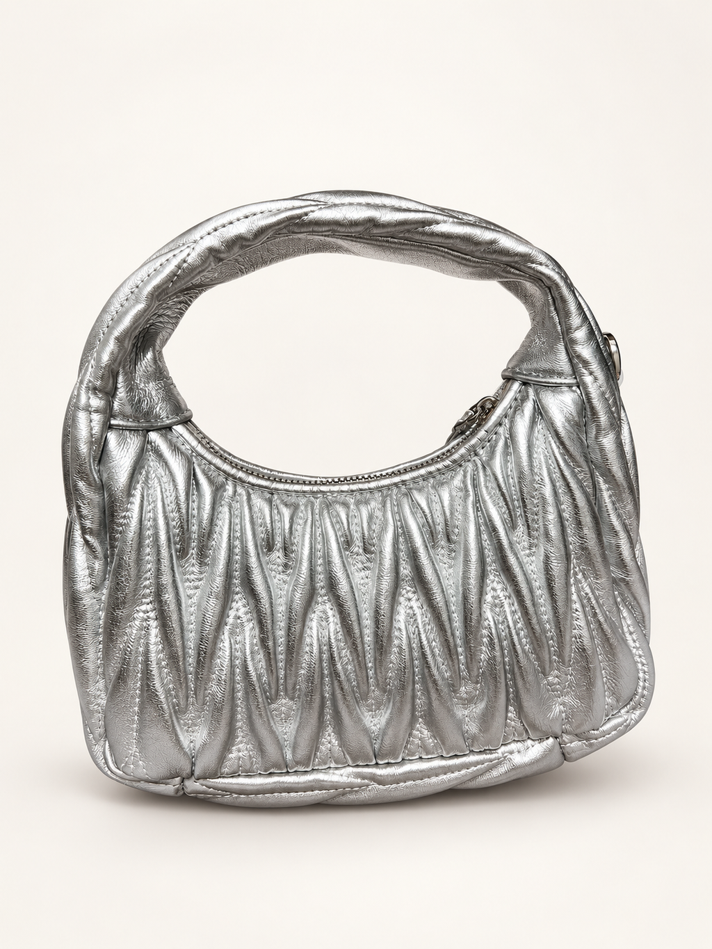 Miu Miu Matelassé Zipped silver – back view