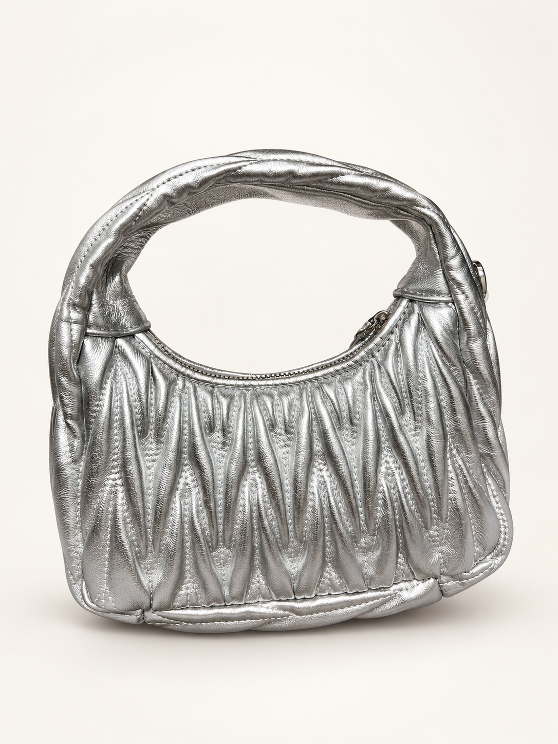 Miu Miu Matelassé Zipped silver – back view