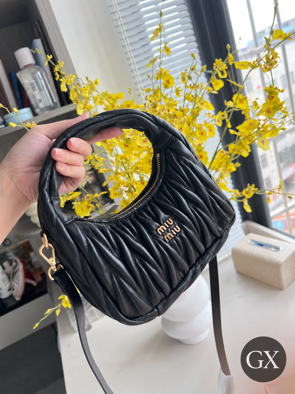 Miu Miu Matelassé Zipped black – lifestyle view