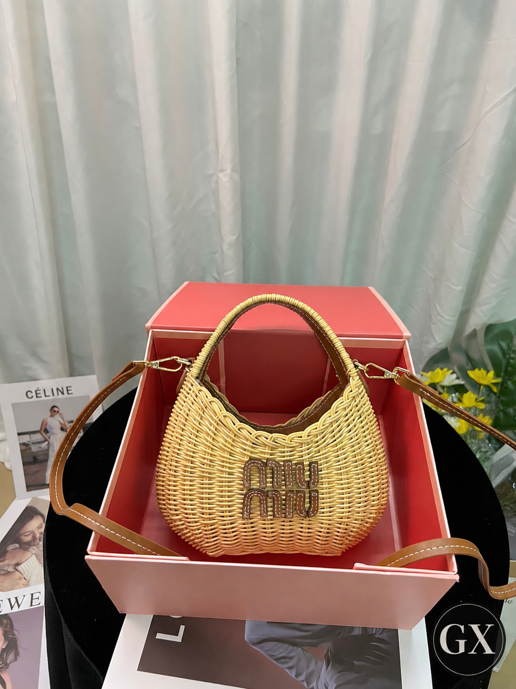 Miu Miu woven logo hobo bag natural – original setting