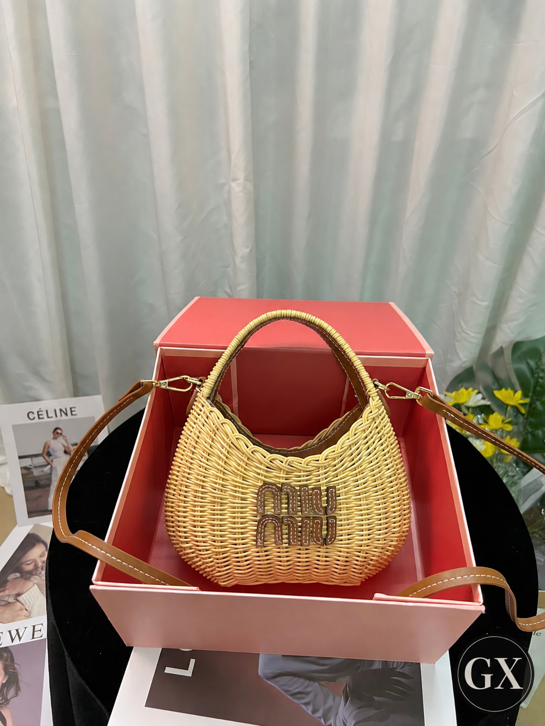 Miu Miu woven logo hobo bag natural – original setting