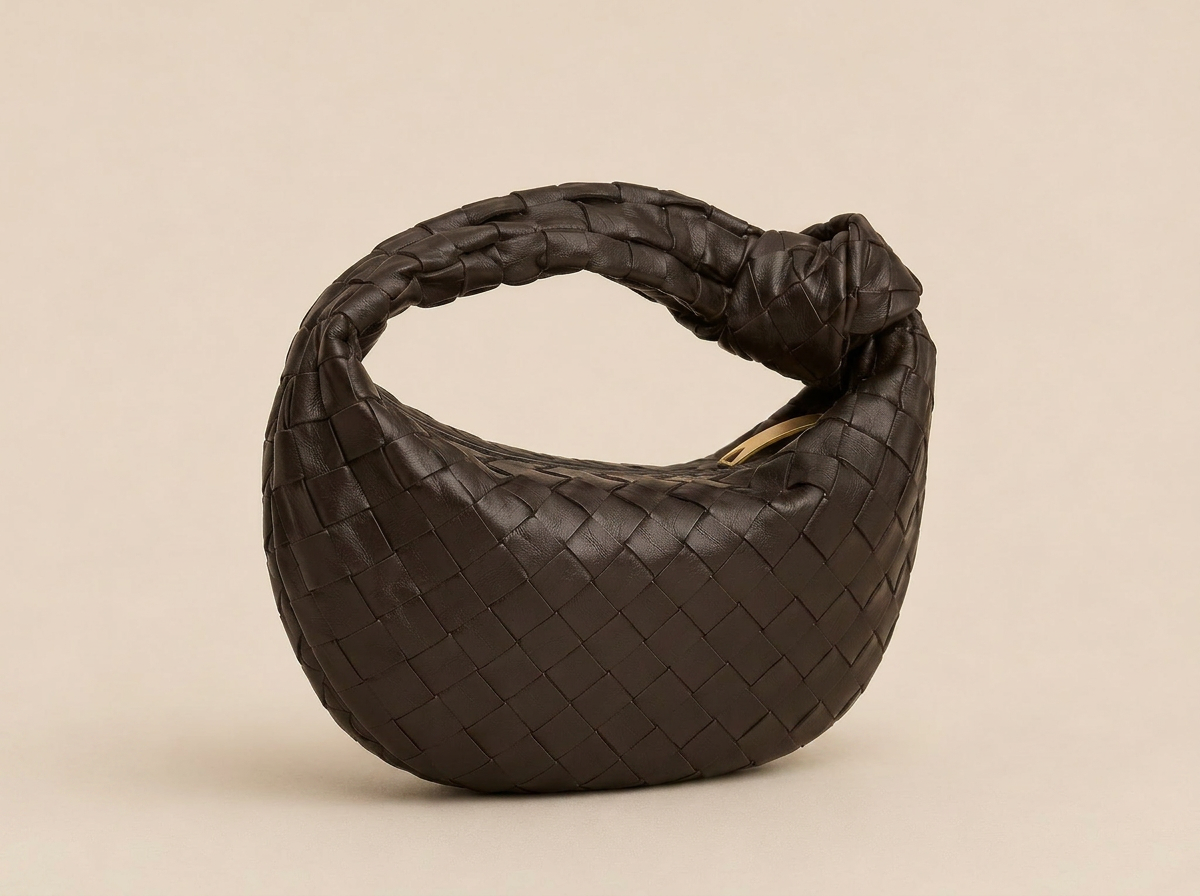 Bottega Veneta Jodie Mini — Brown, 3/4 angle view