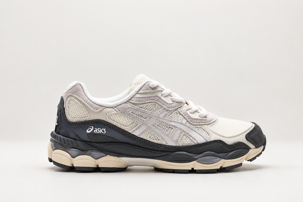 ASICS Gel-NYC Cream / Charcoal clean background side view