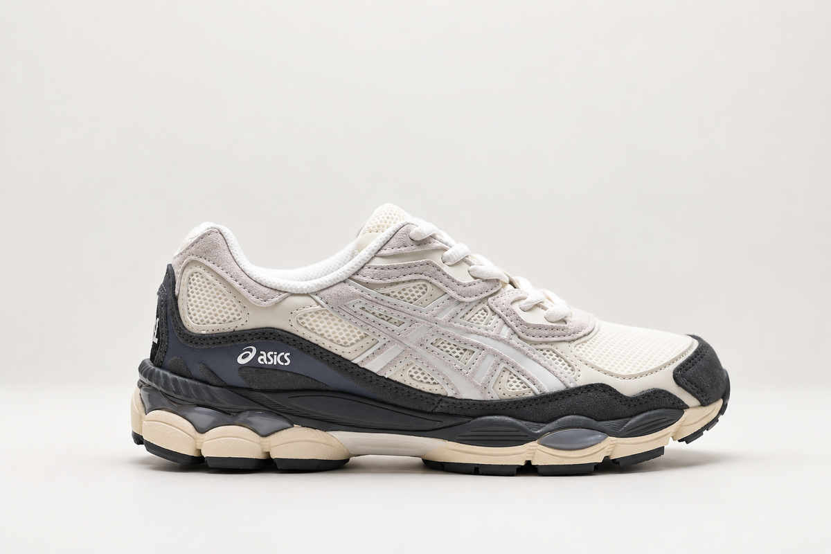 ASICS Gel-NYC Cream / Charcoal clean background side view