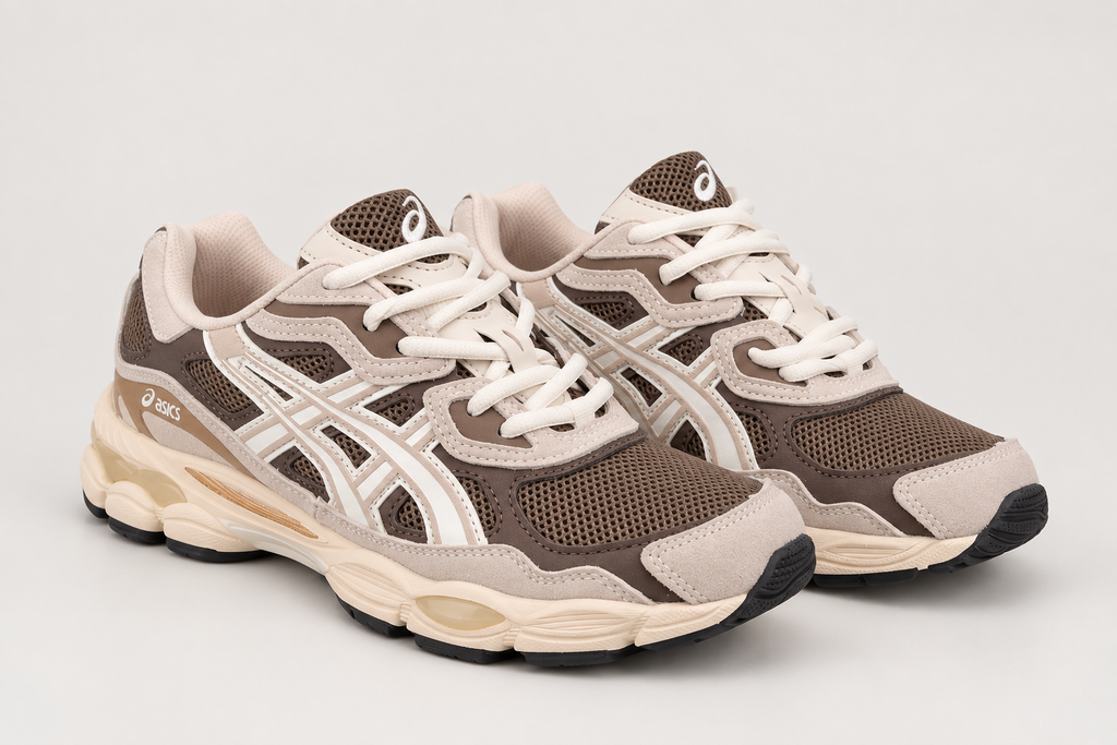 ASICS Gel-NYC Mocha / Sand clean background front view