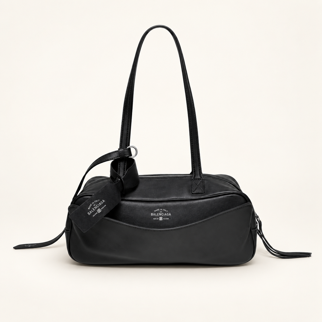 תיק כתף Balenciaga Carrie Small Bowling שחור – חזית