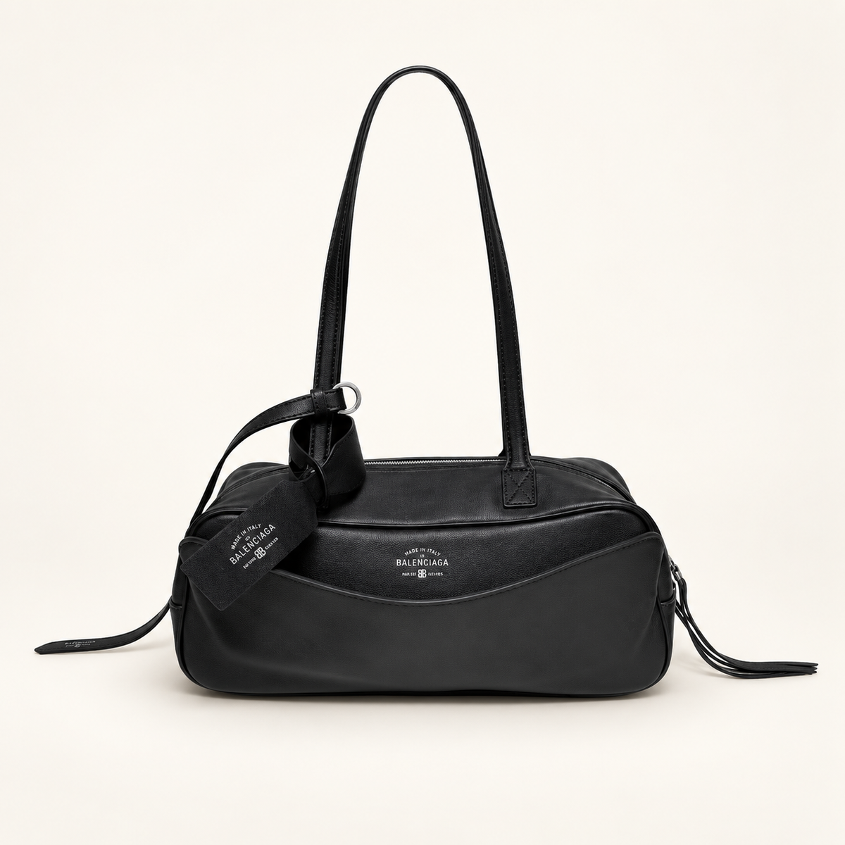 תיק כתף Balenciaga Carrie Small Bowling שחור – חזית