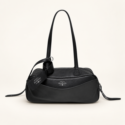 תיק כתף Balenciaga Carrie Small Bowling שחור – חזית