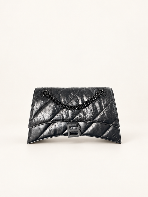תיק Balenciaga Crush Monogrammed Shoulder שחור – חזית