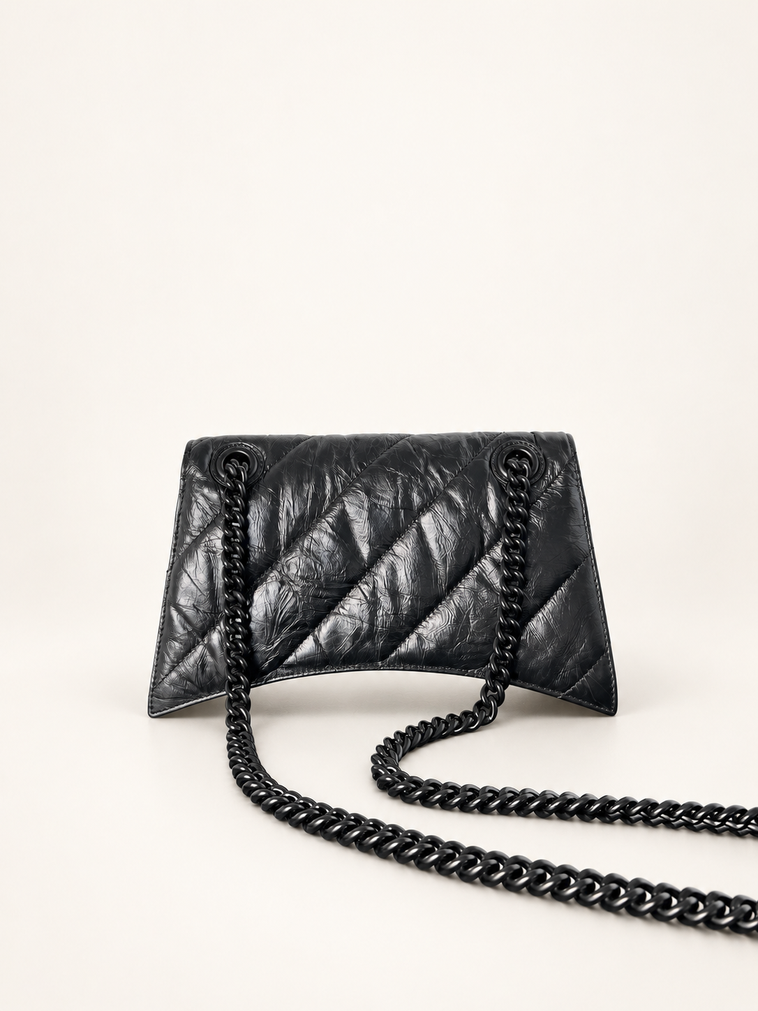 תיק Balenciaga Crush Monogrammed Shoulder שחור – גב ושרשרת