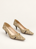 Gucci Erin GG Canvas Horsebit Pumps Beige Ebony