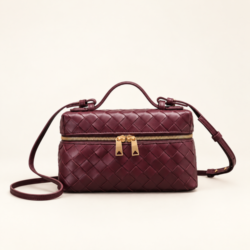 Bottega Veneta Bang Bang Vanity Case Burgundy – front studio