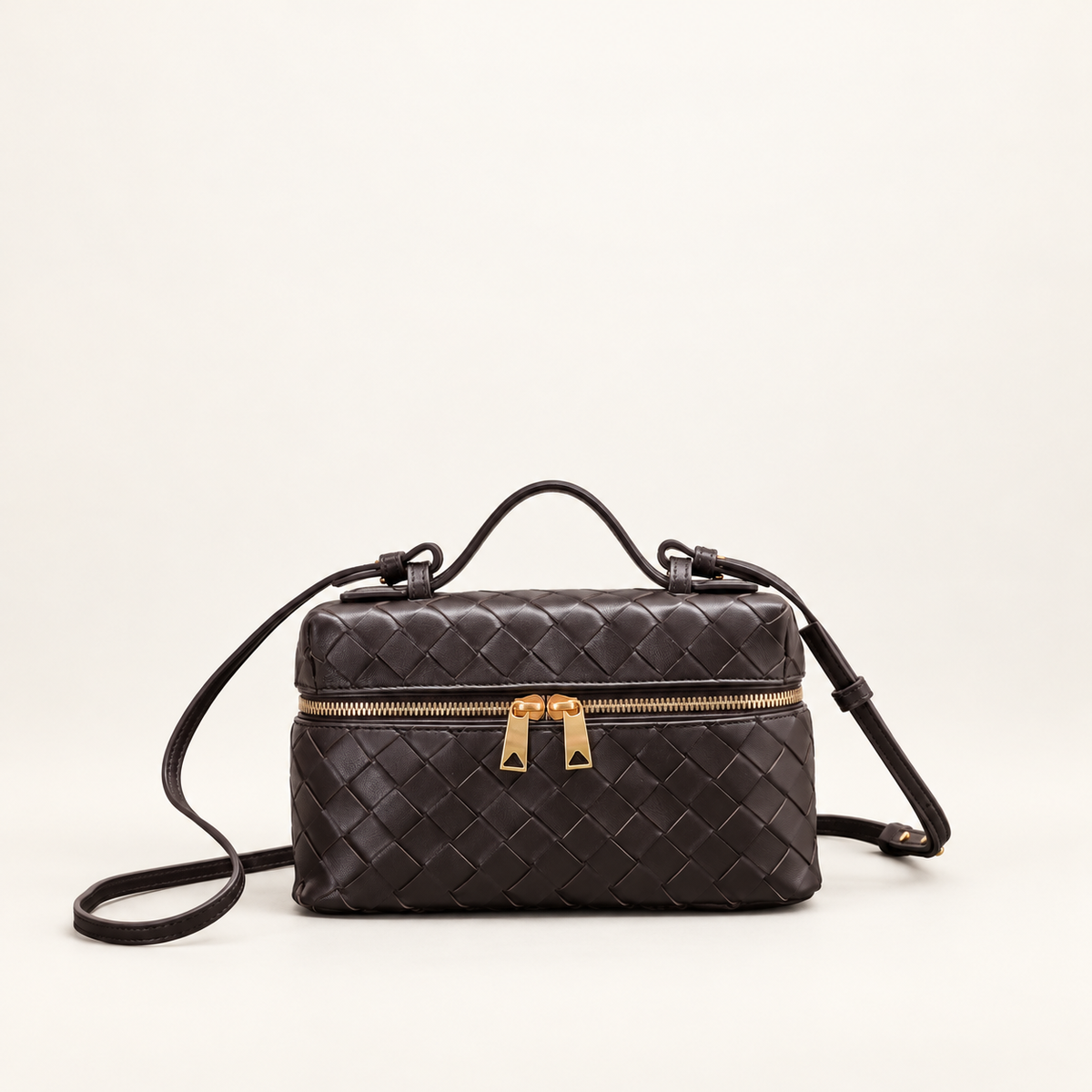 Bottega Veneta Bang Bang Vanity Case Dark Brown – front studio