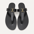 Saint Laurent Cassandre Flat Sandals Black - catalog front