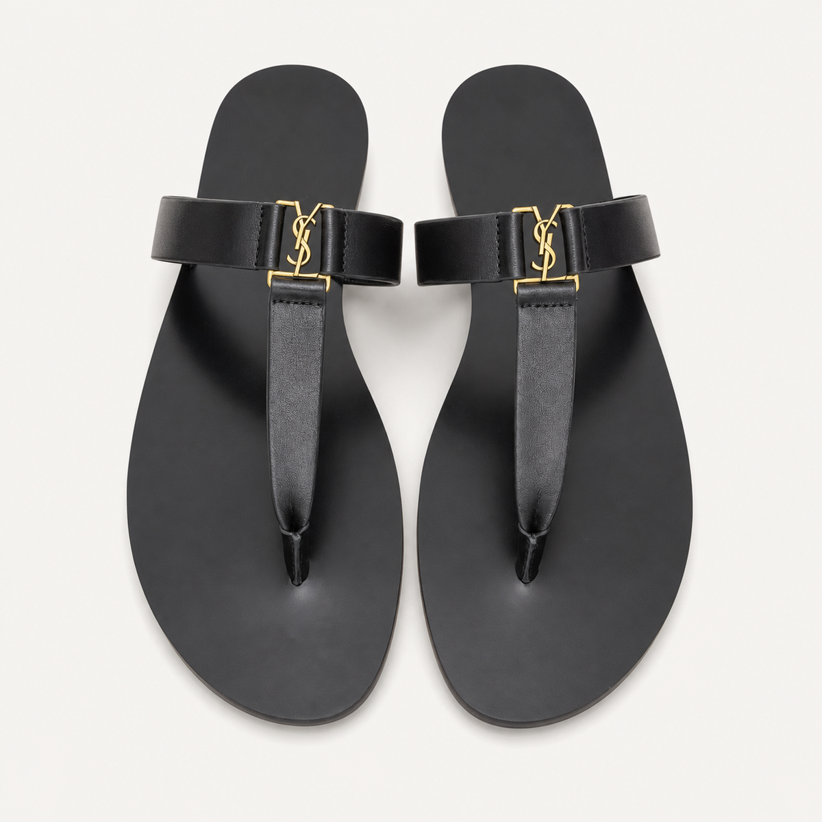 Saint Laurent Cassandre Flat Sandals Black - catalog front