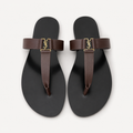Saint Laurent Cassandre Flat Sandals Dark Brown - catalog front