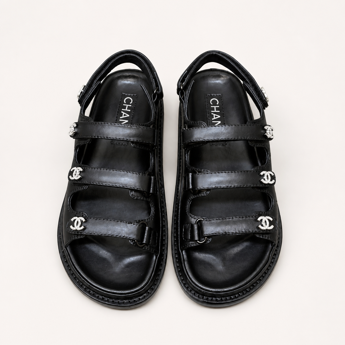 CC Slim-Strap Sandals Black – front view