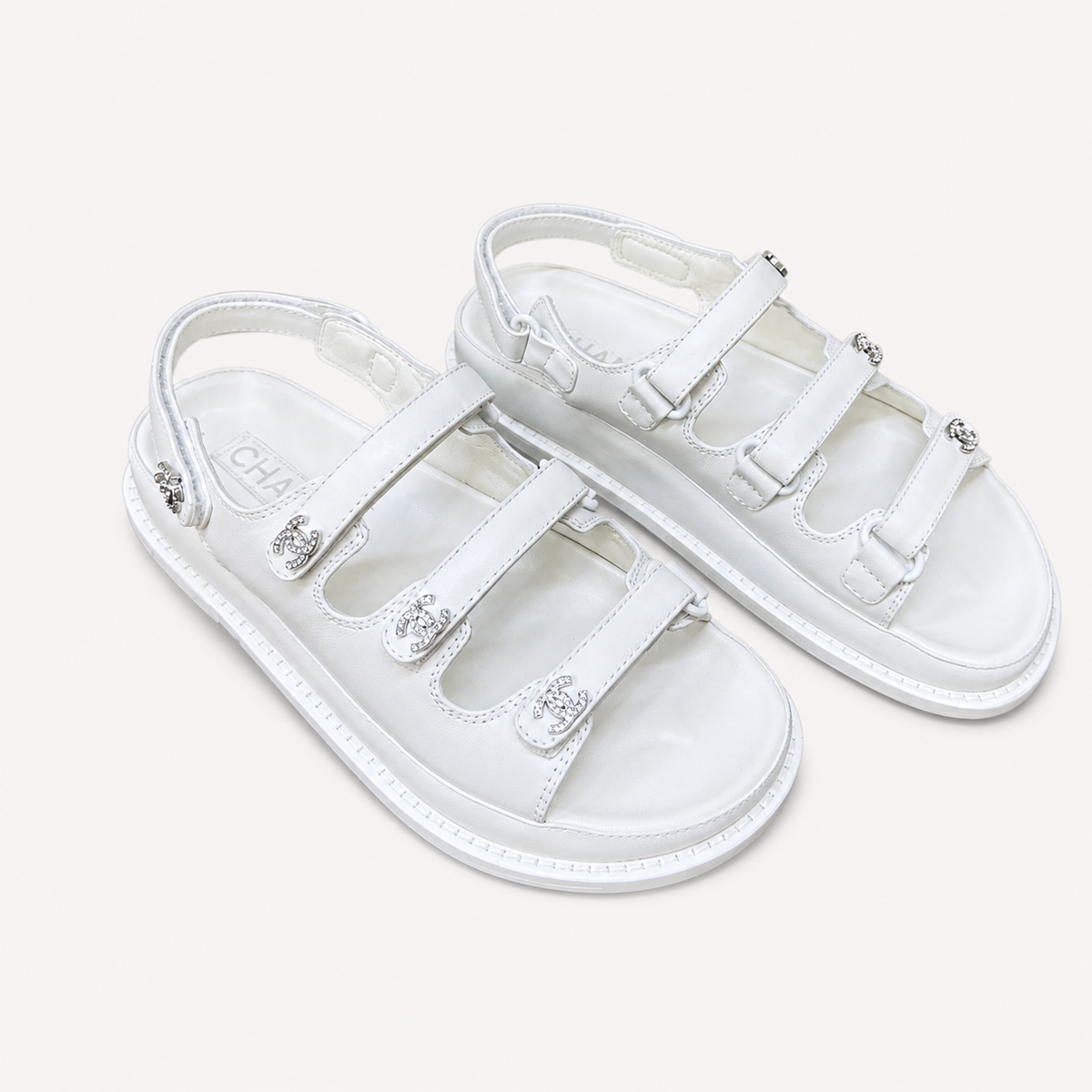 CC Slim-Strap Sandals White – angled view