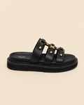 Celine Triomphe Studded Platform Sandals Black Monochrome - Side View