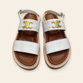Celine Triomphe Double-Strap Backstrap Sandal – לבן
