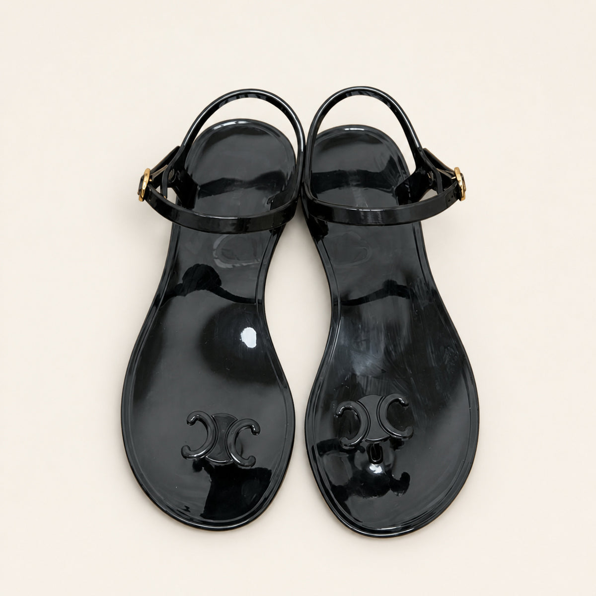 Celine Triomphe Jelly Sandals Black - catalog front