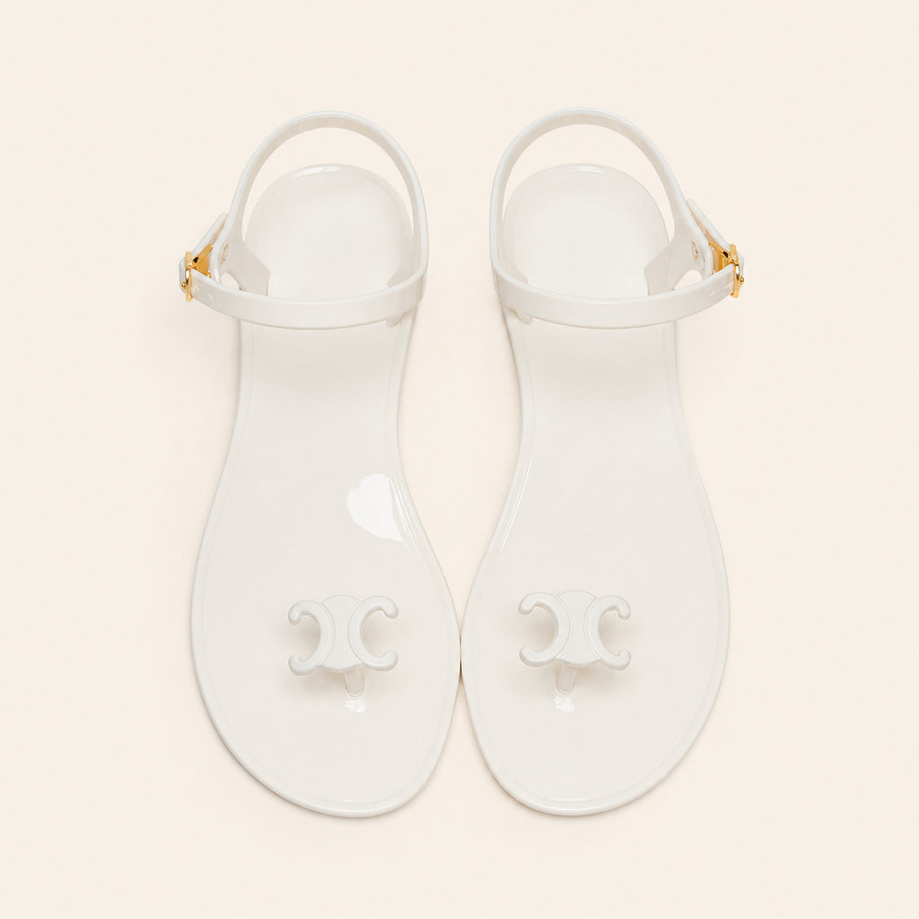 Celine Triomphe Jelly Sandals Ivory - catalog front