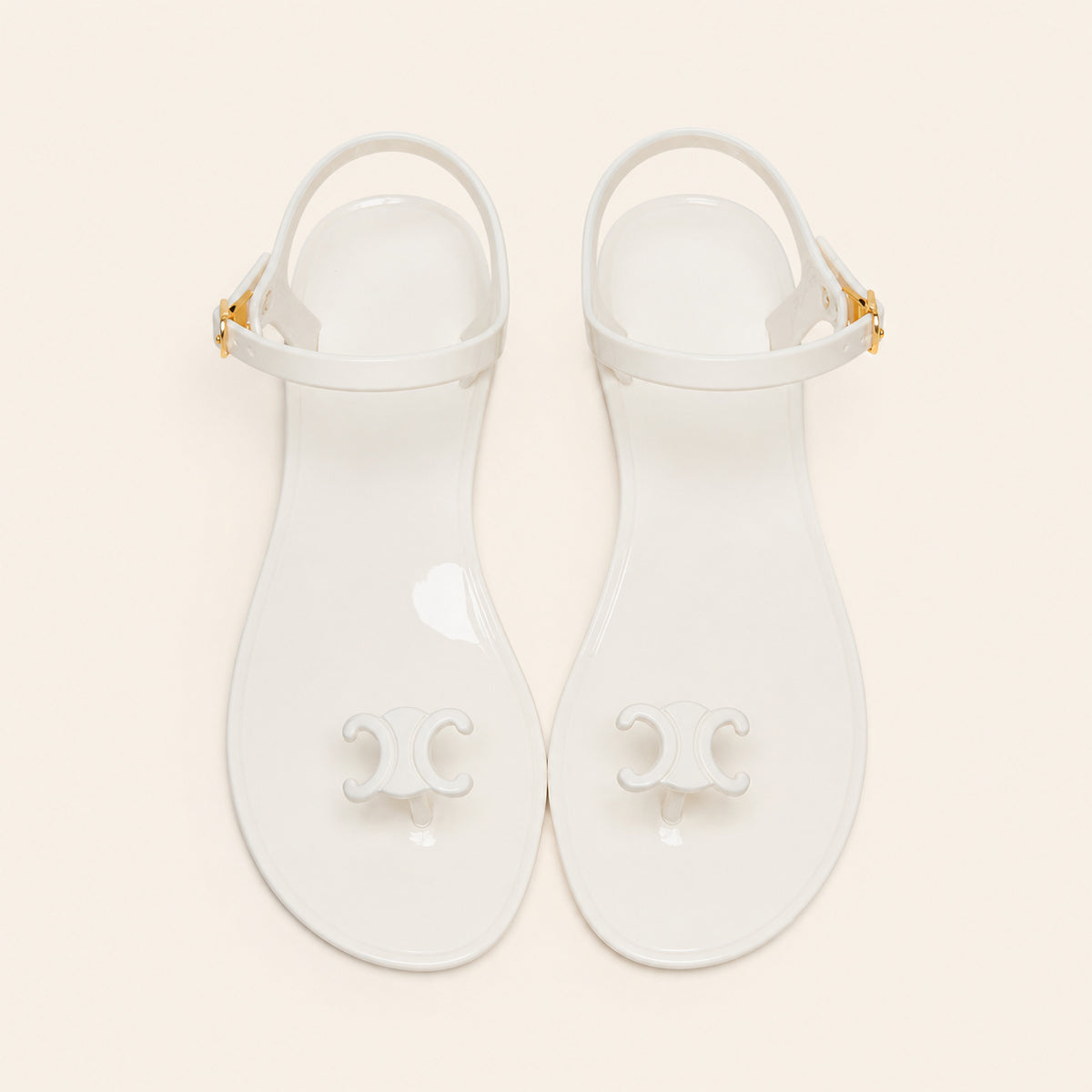 Celine Triomphe Jelly Sandals Ivory - catalog front