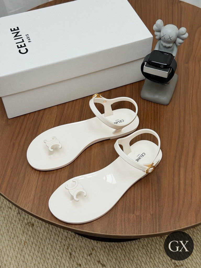 Celine Triomphe Jelly Sandals Ivory - original with GX logo