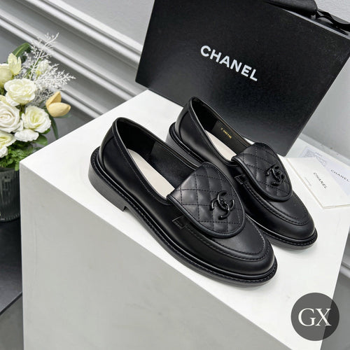 CC Quilted Mocassin Loafers – Black / Black CC – original image 2 with GX logo