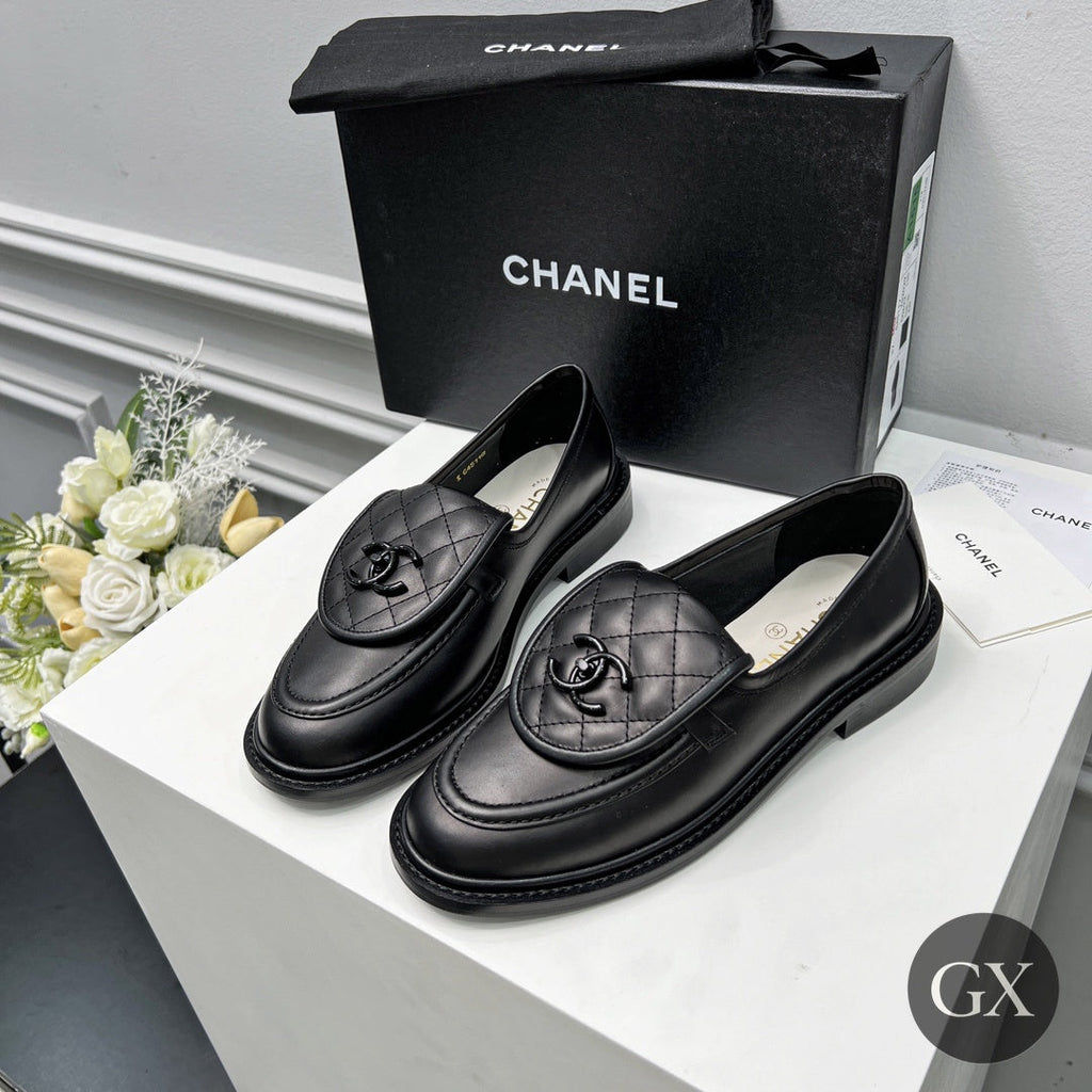 CC Quilted Mocassin Loafers – Black / Black CC – original image 3 with GX logo