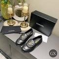 CC Quilted Mocassin Loafers – Black / Gold CC – original image 1 with GX logo