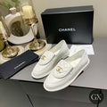 CC Quilted Mocassin Loafers – White / Gold CC – original image 1 with GX logo