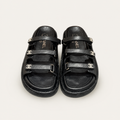 Chanel CC Logo Triple-Strap Sandals Black - Front