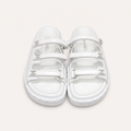 Chanel CC Logo Triple-Strap Sandals White - Front