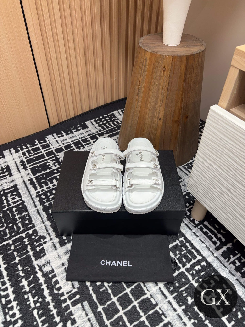 Chanel CC Logo Triple-Strap Sandals White - GX