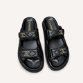 CC Quilted Velcro Sandals – Black – תמונה 1