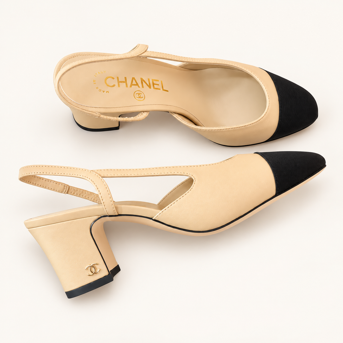 Chanel Two-Tone Slingbacks – מבט צד