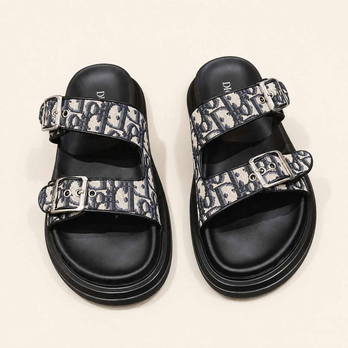 Dior Aqua Sandal Beige and Black Oblique - catalog front