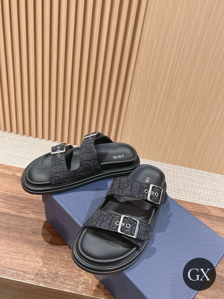 Dior Aqua Sandal Black Oblique - original with GX logo