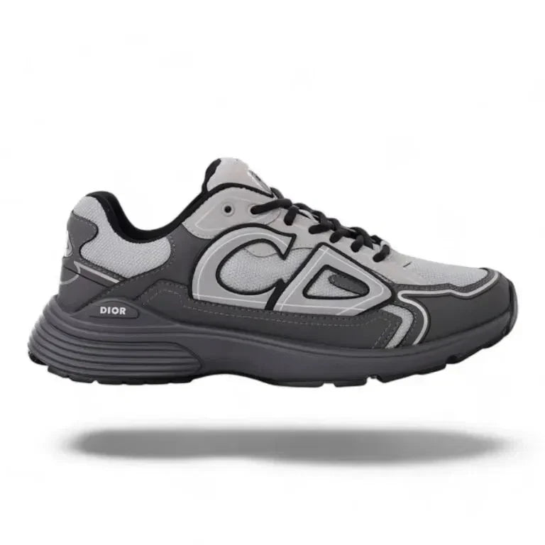 GALLERY X DIOR B23 low top sneakers in grey mesh and synthetic with CD logo detail and cushioned sole.