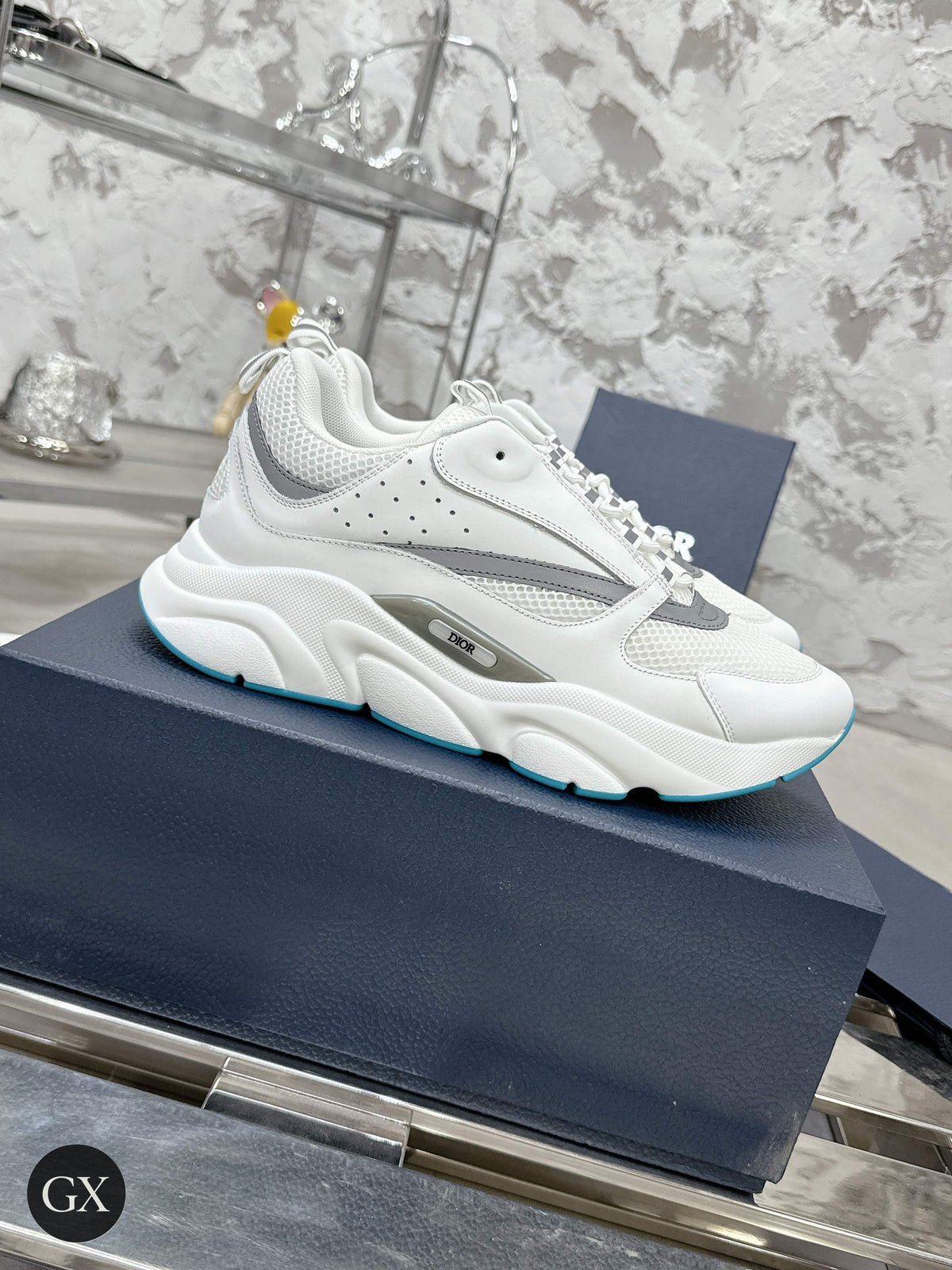 B22 White Grey Light Blue Sole