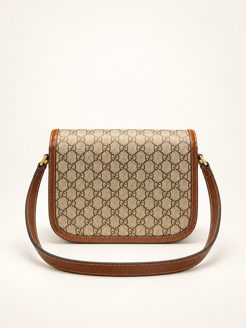 Gucci Horsebit 1955 Medium shoulder bag in beige and brown GG Supreme - back view