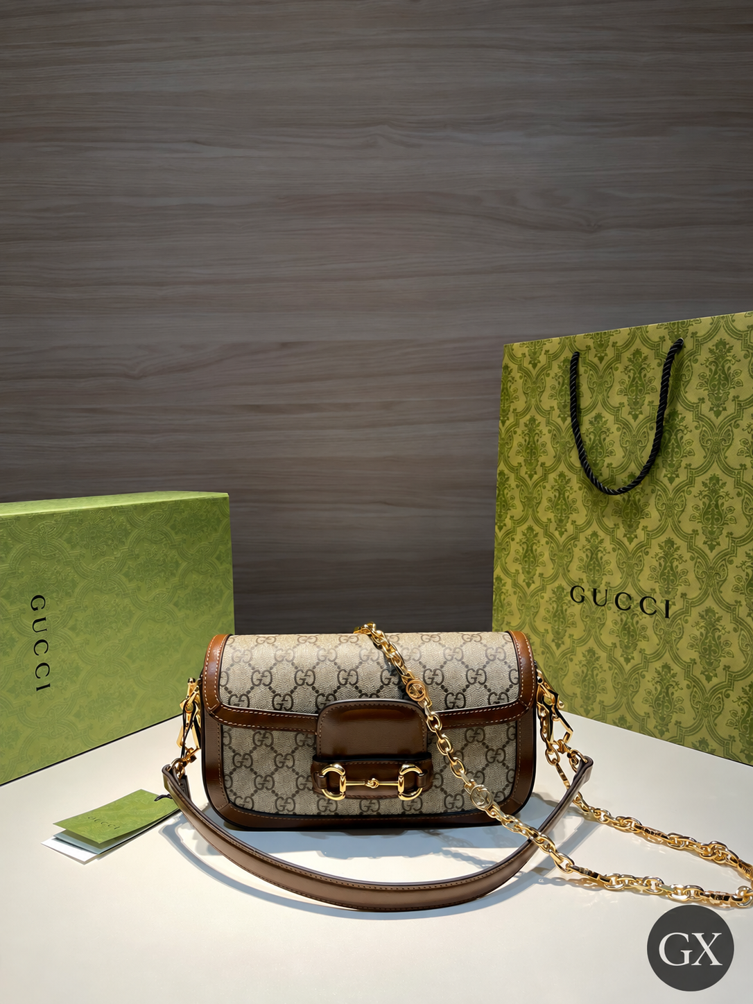 Gucci Horsebit 1955 Small Chain shoulder bag with packaging