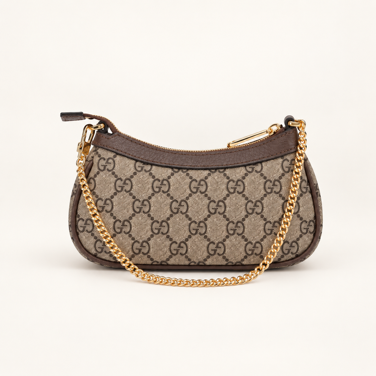 Gucci Ophidia mini bag beige and ebony GG Supreme – rear studio view