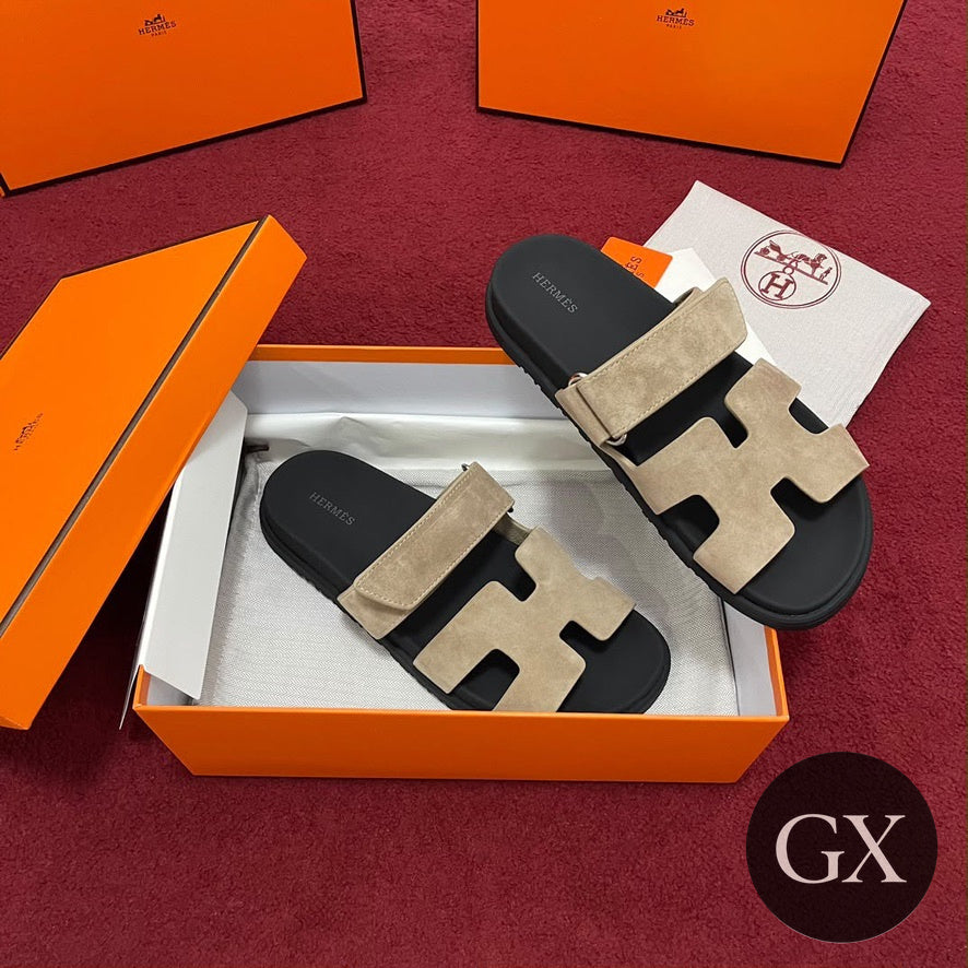 Hermes Chypre Sandal Taupe Suede Black Sole - Packaging